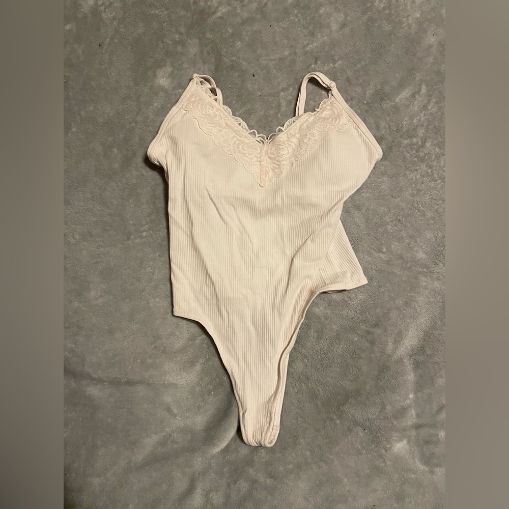 PINK lace trim tank top bodysuit